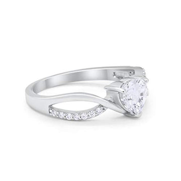 Infinity Shank Heart Promise Ring Simulated Cubic Zirconia 925 Sterling Silver